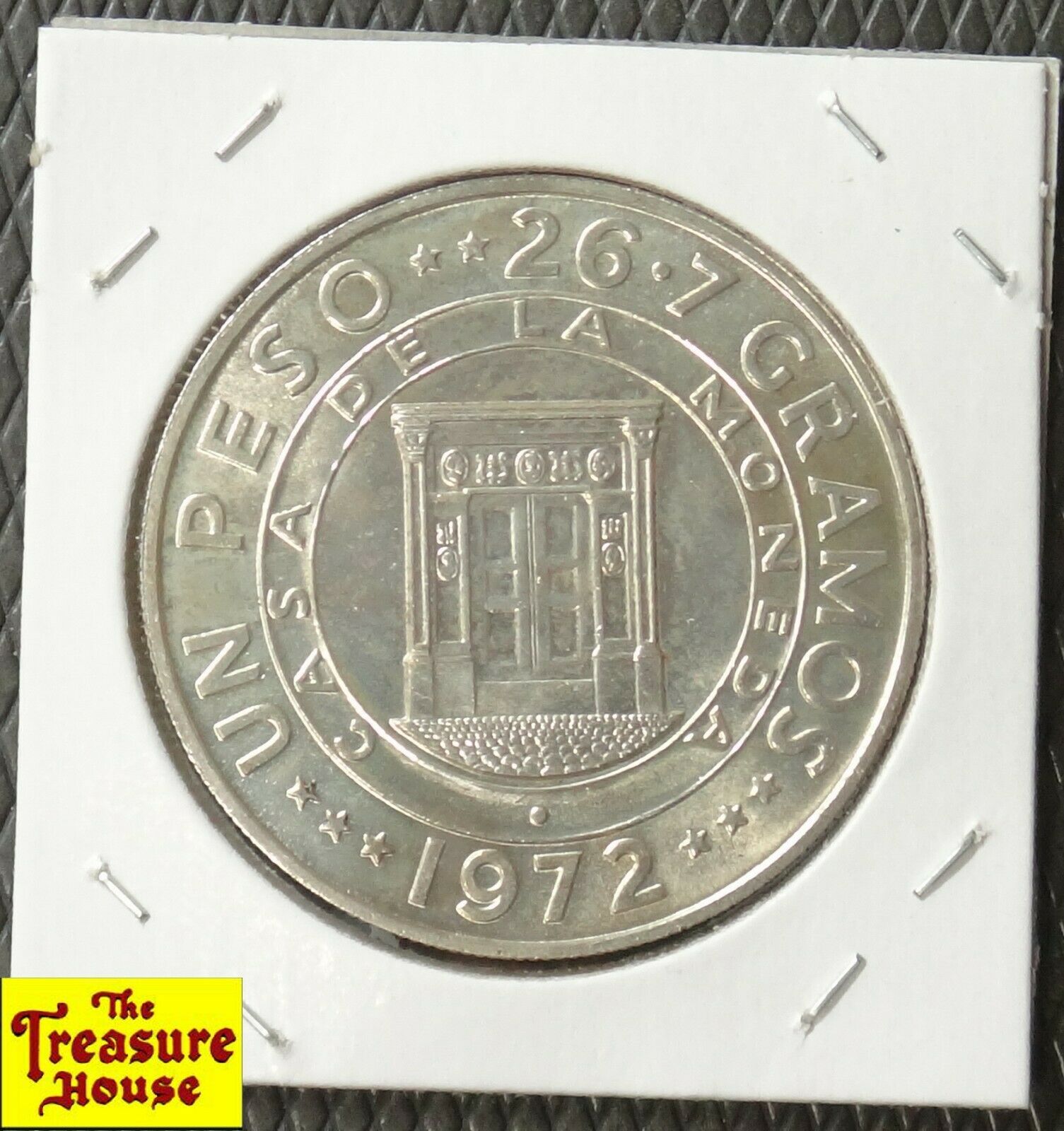 1972 Dominican Republic UN PESO Central Bank 25th Anniversary 90% Silver Coin BU - Fresh Stock Dated February 2026