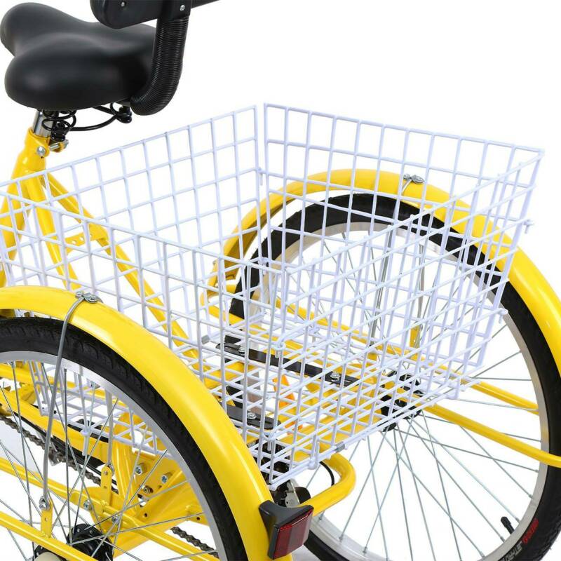 24 inch Adult Tricycle 7 Speed 3-Wheel Adult Bicycle Trike w/Basket for Shopping - Fresh Stock Dated February 2026