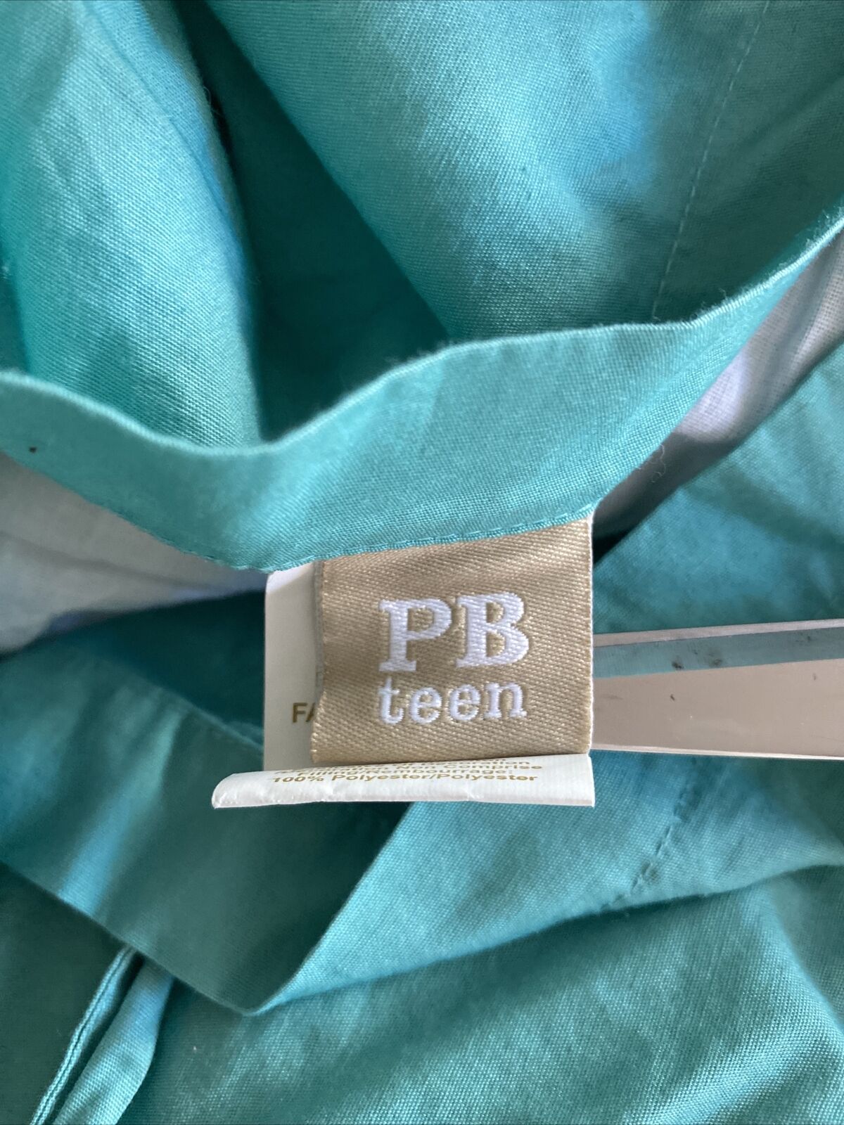 2 Pottery Barn Teen Aqua Standard Pillow Sham Crinkle Puff Pompom Pom Pom  26x20 - Fresh Stock Dated February 2026