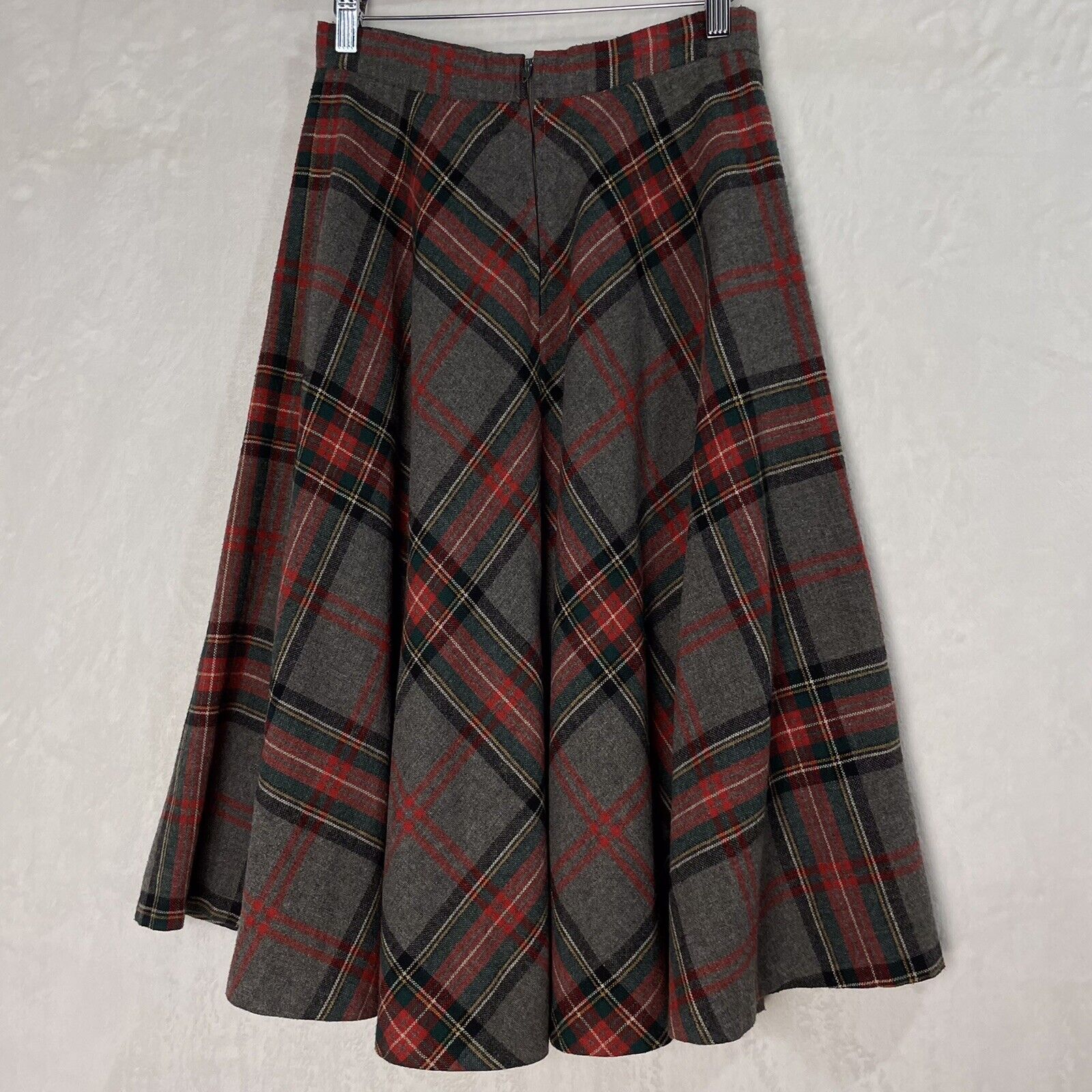 Vintage College Town Gray Red Plaid Wool Blend A Line Swing Flare Shirt S 26” - Fresh Stock Dated March 2026