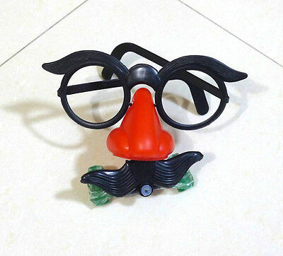 2x Funny Clown Glasses Costume Ball Round Frame Red Nose w/Whistle Mustache  CF - Fresh Stock Dated February 2026