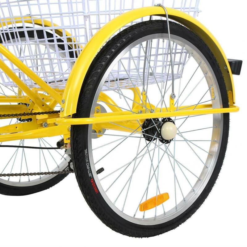 24 inch Adult Tricycle 7 Speed 3-Wheel Adult Bicycle Trike w/Basket for Shopping - Fresh Stock Dated February 2026