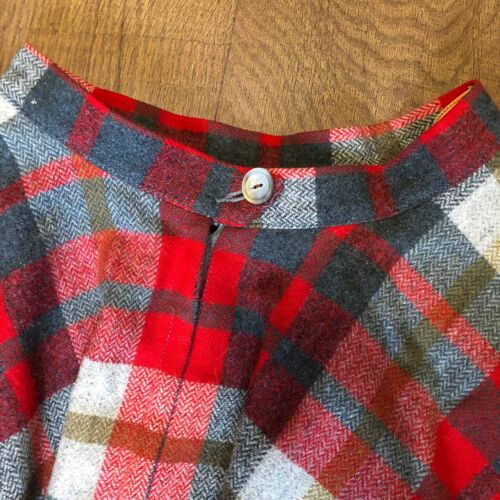 Vintage 1950s Pendleton Full Circle Skirt Wool Red Grey Plaid - Fresh Stock Dated December 2025