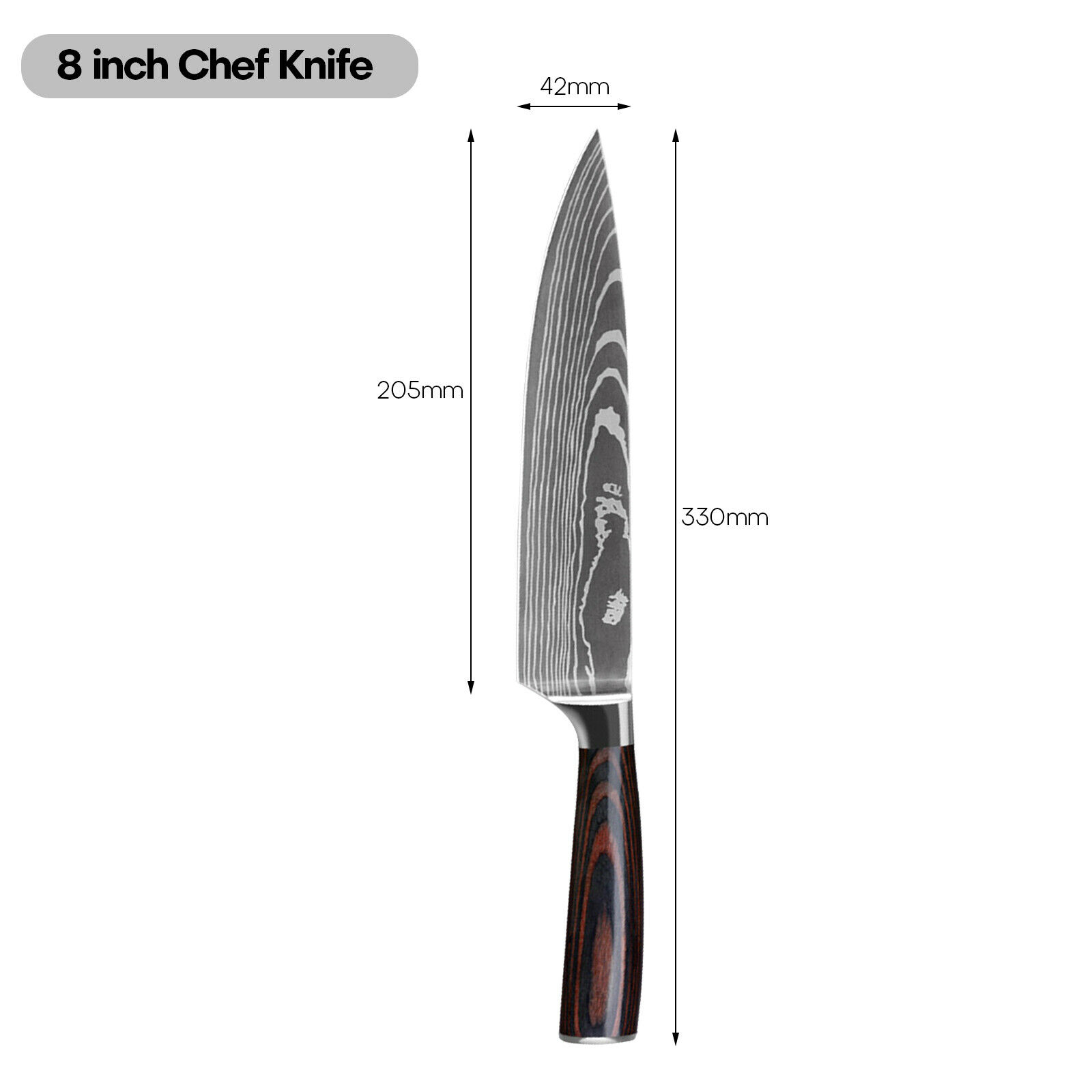 Kitchen Chef Knife Stainless Steel 8/7 Inch Sharp Paring Meat Vegetables Fruit - Fresh Stock Dated December 2025