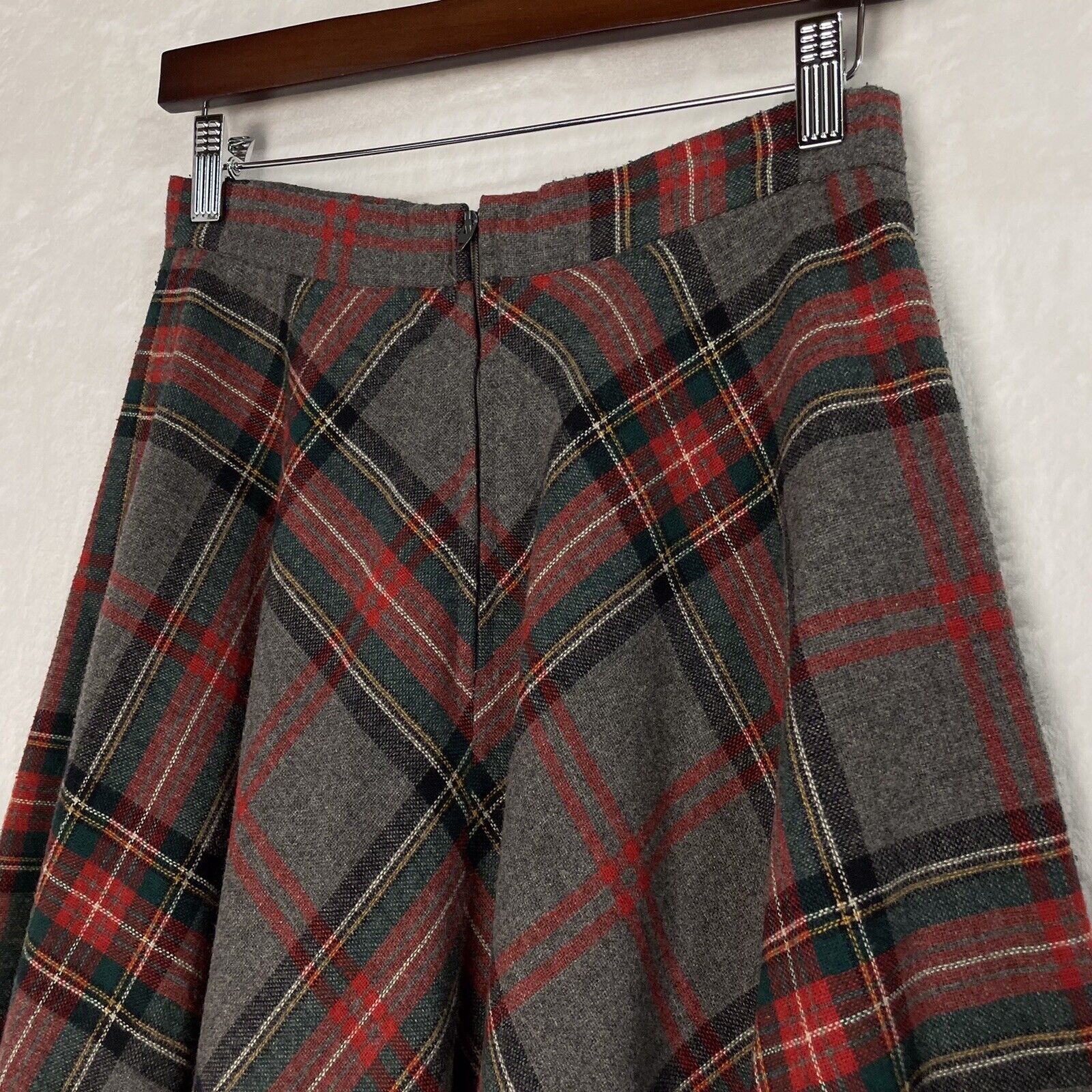 Vintage College Town Gray Red Plaid Wool Blend A Line Swing Flare Shirt S 26” - Fresh Stock Dated March 2026
