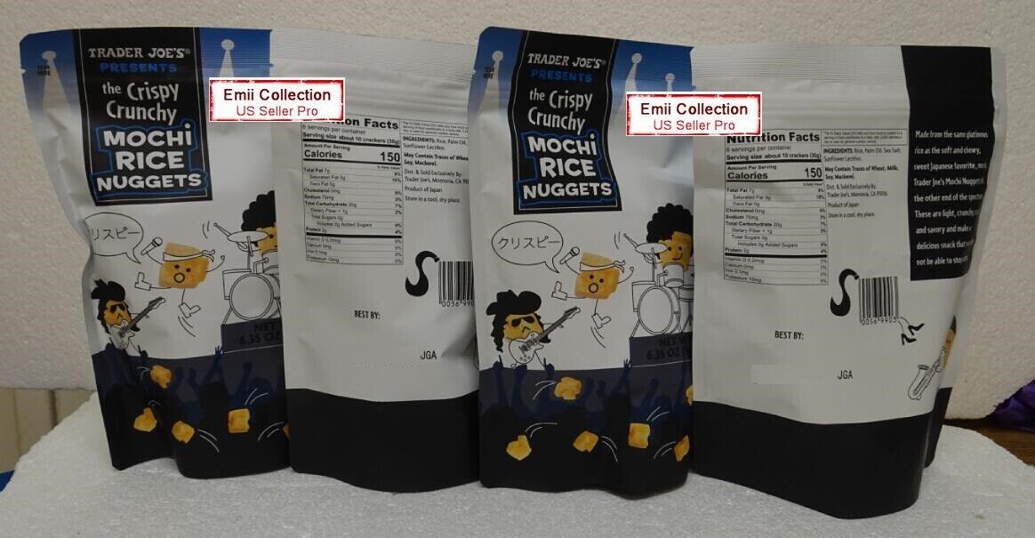 Trader Joe’s Crispy Crunchy Original Mochi Rice Nuggets 6.35oz 180g (4 Bags) - Fresh Stock Dated February 2026