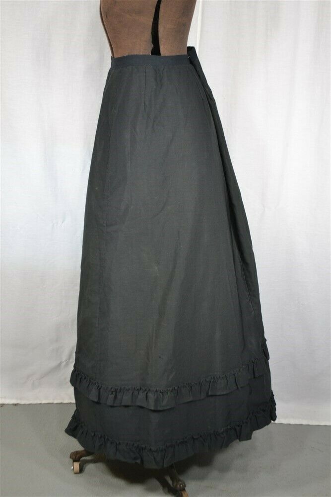 skirt black gabardine Victorian large waist 34 leng 41 in antique original - Fresh Stock Dated December 2025