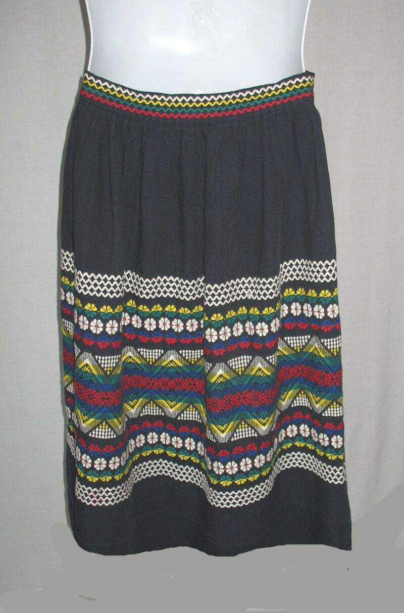 Vintage Ethnic Guatemalan XELAJU Embroidered Woven Cotton Skirt Women's Medium - Fresh Stock Dated February 2026