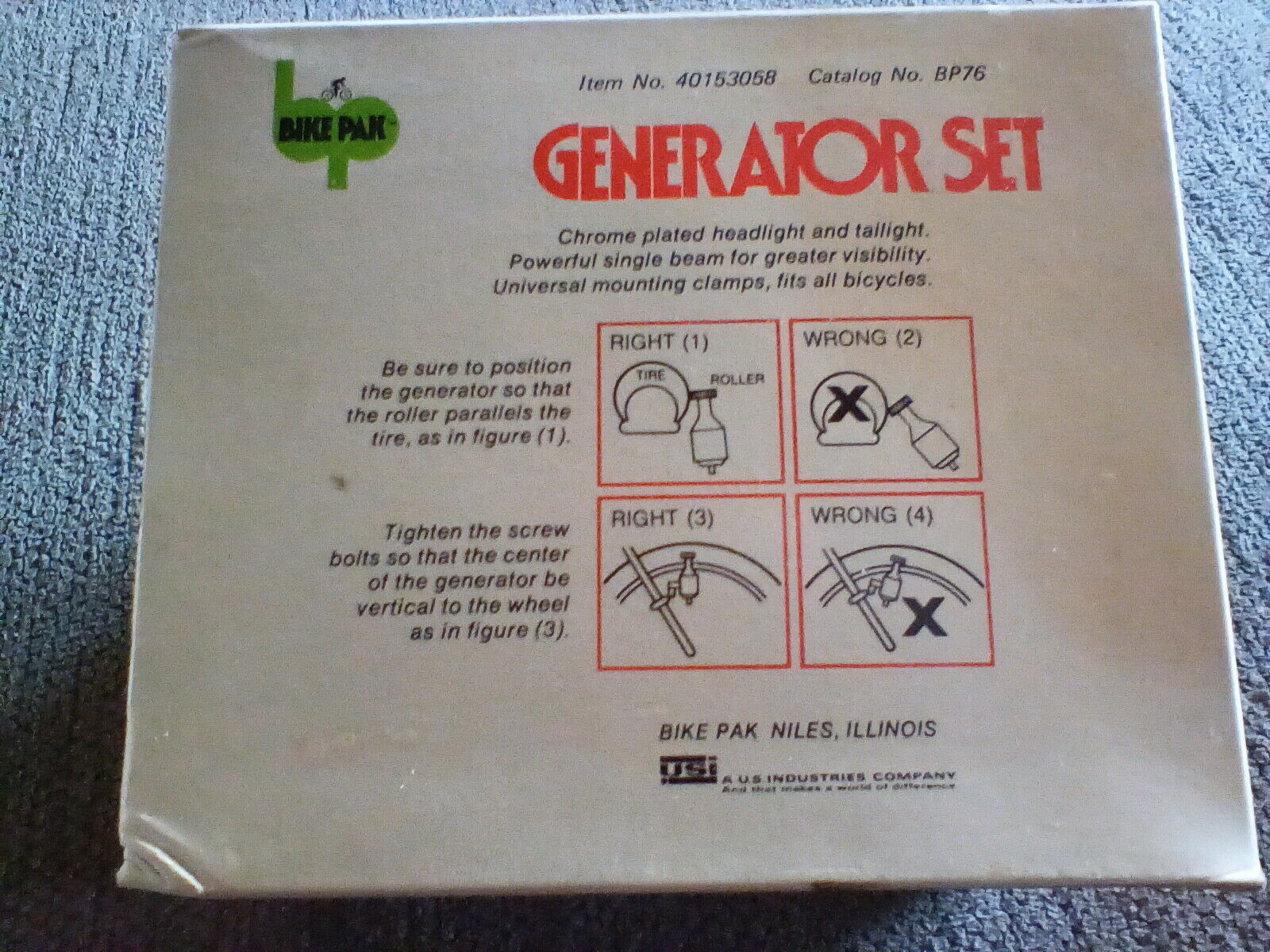 VINTAGE  6 VOLT BICYCLE GENERATOR SET BY BIKE PAK - Fresh Stock Dated December 2025