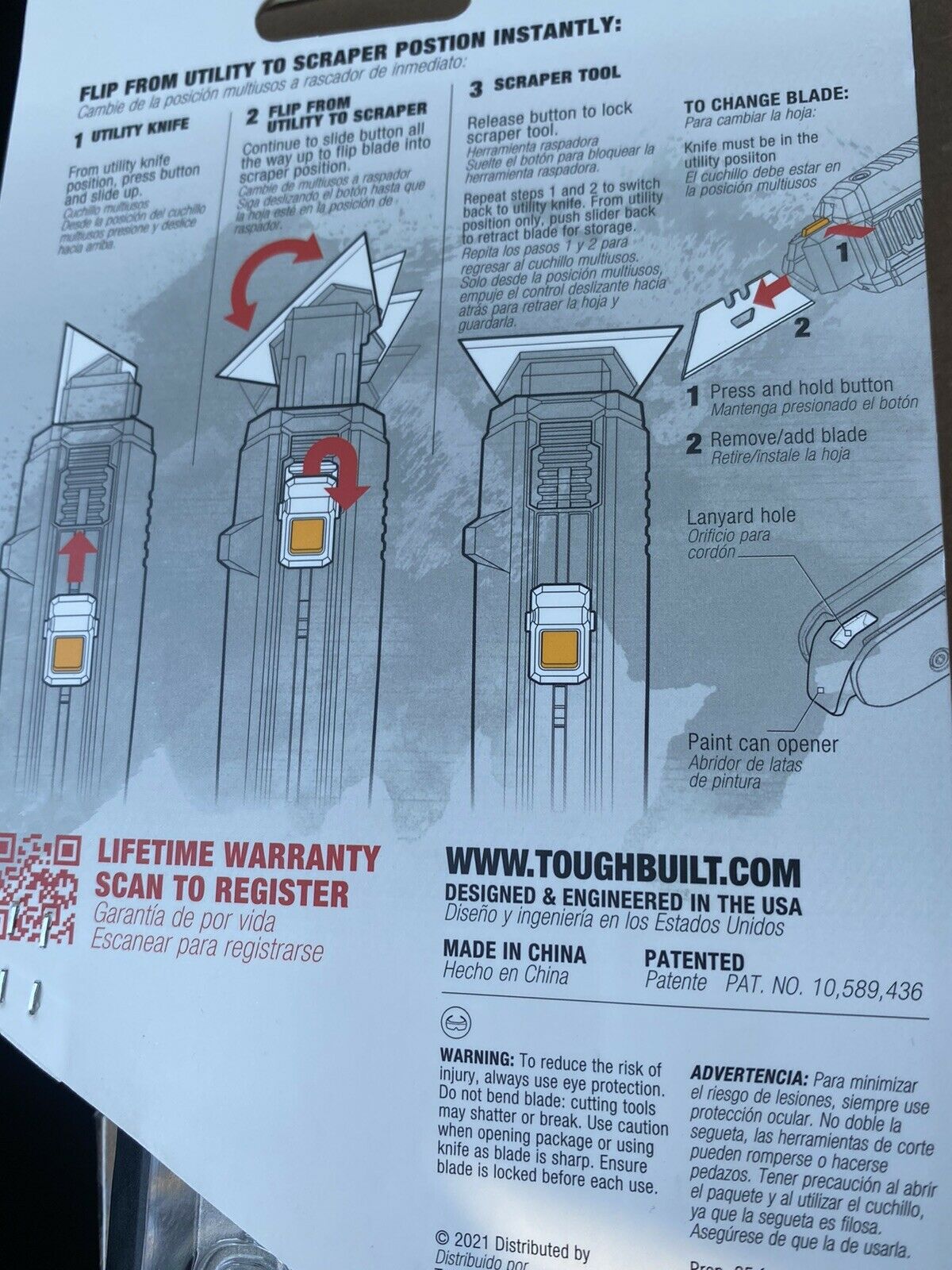 Toughbuilt Scraper Utility Knife + 5 Blades TB-H4S5-01 Tik Tok (Sealed) - Fresh Stock Dated February 2026