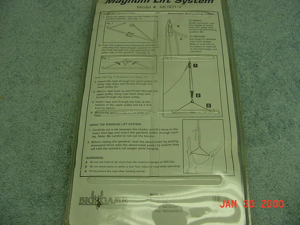 BIG GAME TREESTANDS MAGNUM LIFT SYSTEM NIP MLSO1-V - Fresh Stock Dated February 2026