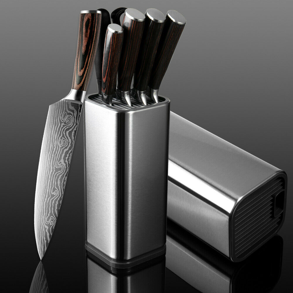 11 Pcs Kitchen Knives Set Damascus Pattern Stainless Steel Chef's Knife W/Block - Fresh Stock Dated December 2025