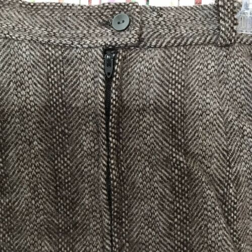 Vintage 60s 70s Junior Mates Brown Tweed Mod A-Line Skirt Pockets Front Pleat 00 - Fresh Stock Dated February 2026