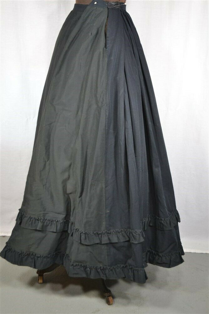 skirt black gabardine Victorian large waist 34 leng 41 in antique original - Fresh Stock Dated December 2025