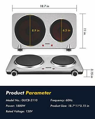 Portable Ceramic Infrared Cooktop, Double Infrared Burner for Cooking, 1800W - Fresh Stock Dated December 2025