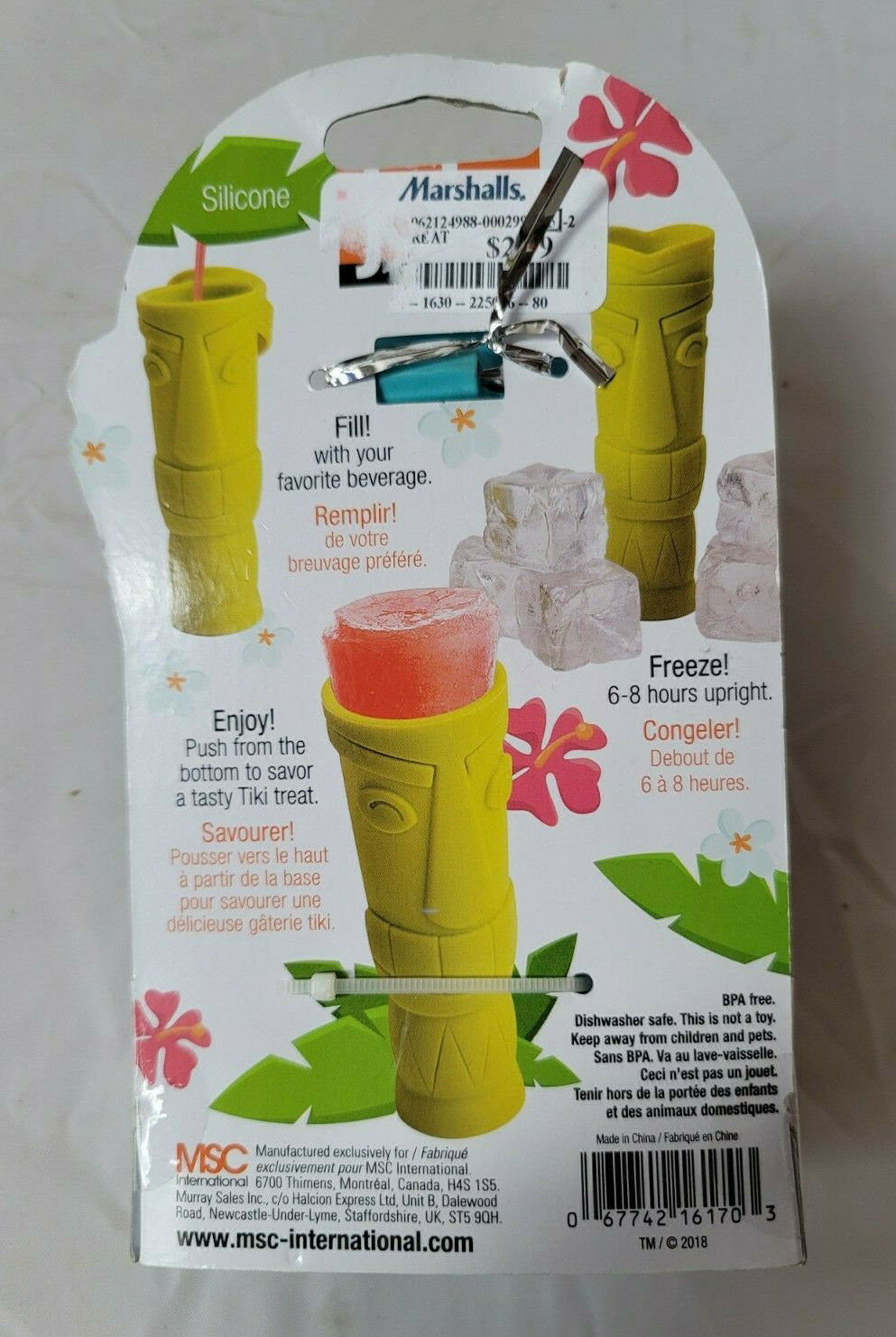 Joie Tiki-Themed Frozen Push Pop Stick Silicone Ice Popsicle Mold Blue NIP - Fresh Stock Dated December 2025