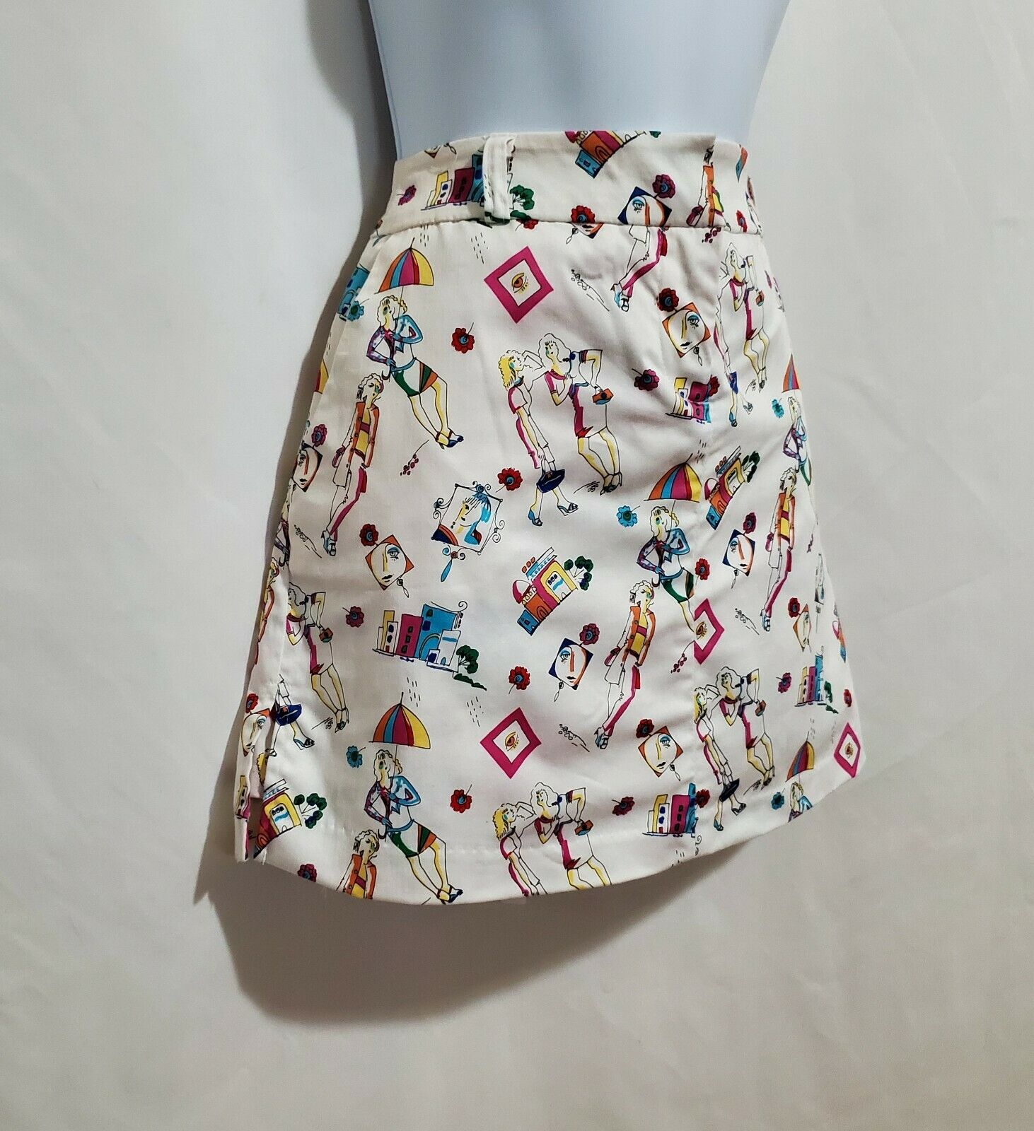 NOS Vintage Y2K High Rise Mini Skort Skirt + Shorts Retro Graphic - 4 / Medium - Fresh Stock Dated February 2026