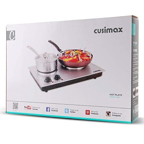 CUSIMAX 1800W Double Hot Plate Stainless Steel Silver Countertop Burner Porta... - Fresh Stock Dated February 2026