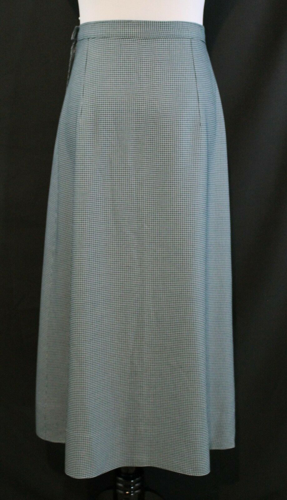 VTG 1940s Blue Houndstooth Skirt High Waist A Line W30