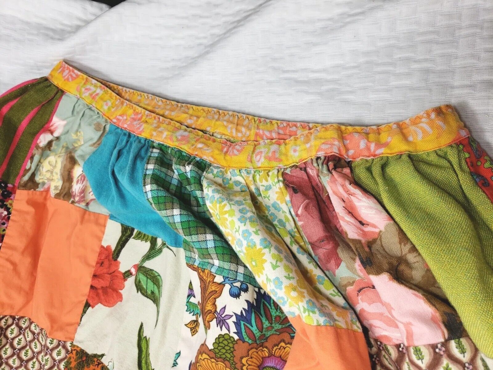 Vintage 60s 70s Quilt Patchwork Maxi Skirt Vtg Retro Floral Boho Hippie Mod L XL - Fresh Stock Dated March 2026