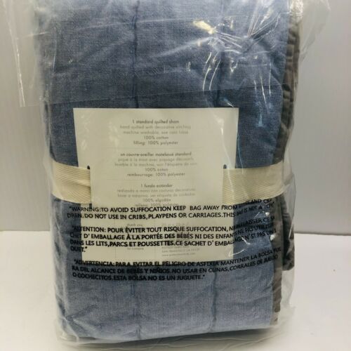 Pottery Barn Kids ~ Chambray Branson Quilted Sham ~ Standard Size ~ NEW - Fresh Stock Dated December 2025