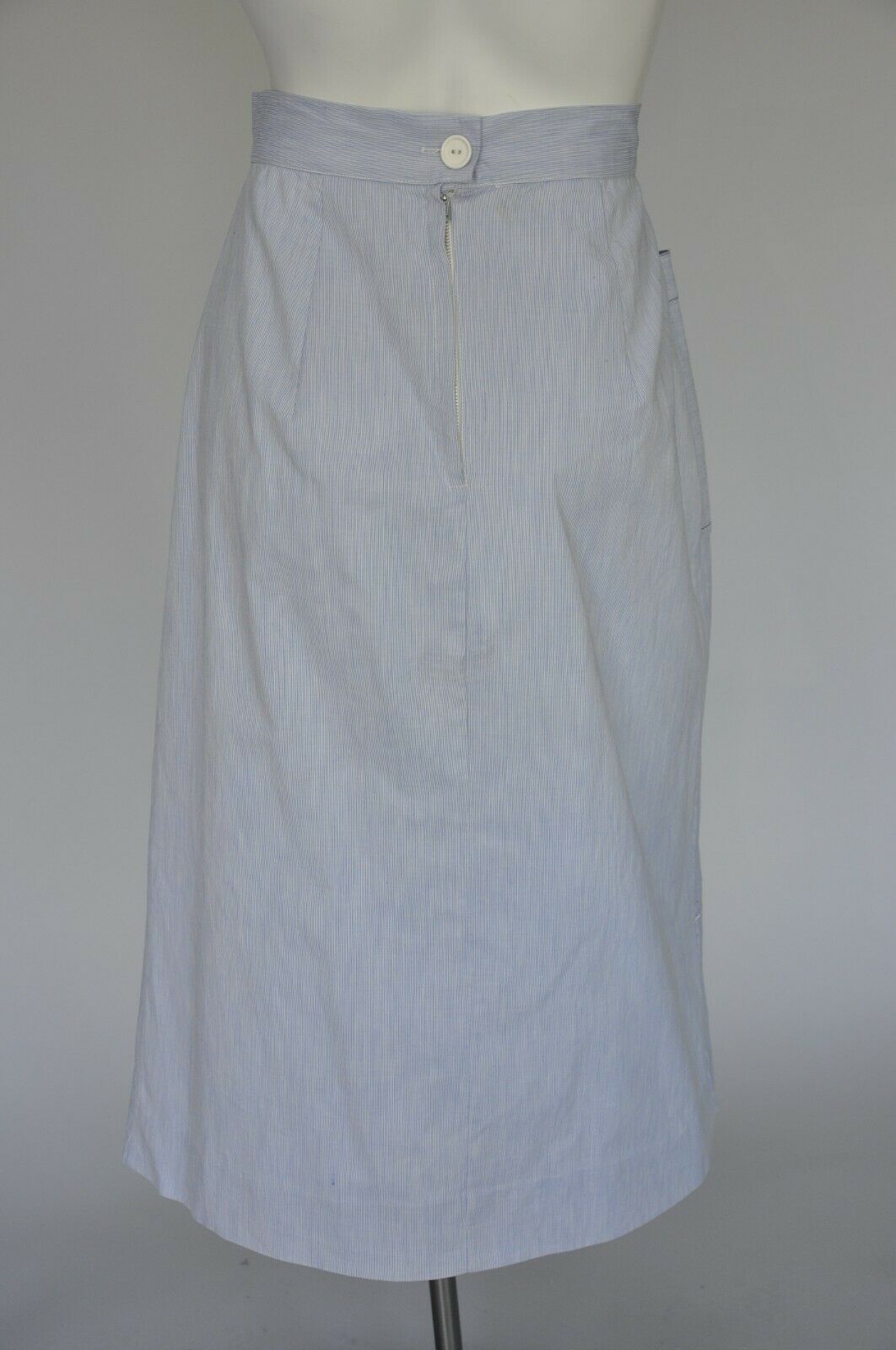 VTG Vintage 50s 1950s Light Denim Skirt Pockets High Waist Pleating Detail S - Fresh Stock Dated March 2026