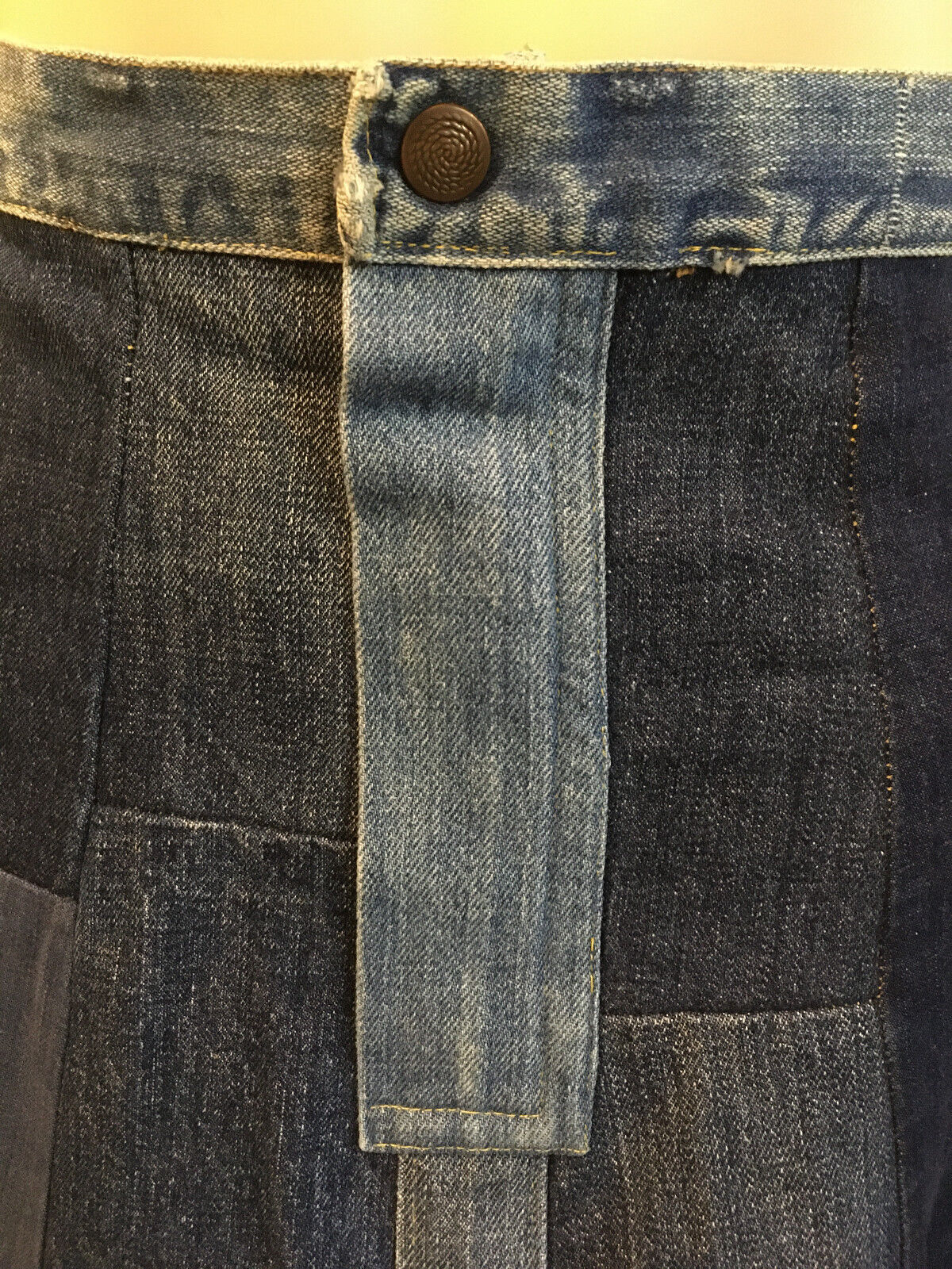 1970s True Vintage Denim Patchwork A-Line High Waist Hippie Boho Skirt S - Fresh Stock Dated March 2026