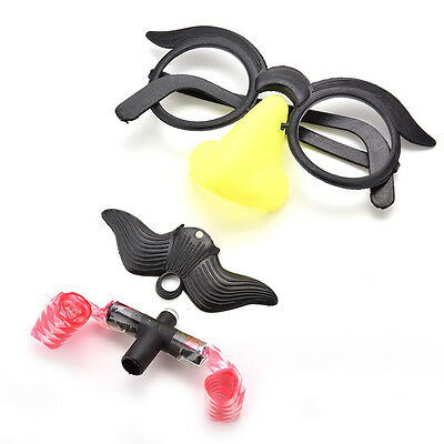 2x Funny Clown Glasses Costume Ball Round Frame Red Nose w/Whistle Mustache  CF - Fresh Stock Dated February 2026