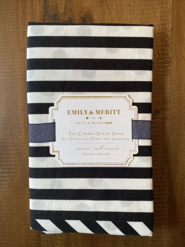 Pottery Barn Emily & Meritt Cabana Stripe Standard Sham Black /White NEW .50 - Fresh Stock Dated December 2025