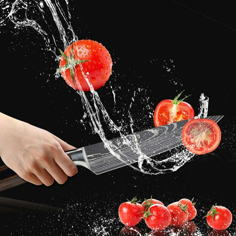 10 Pcs Japanese Kitchen Knives Set Damascus Pattern Stainless Steel Chef’s Knife - Fresh Stock Dated December 2025