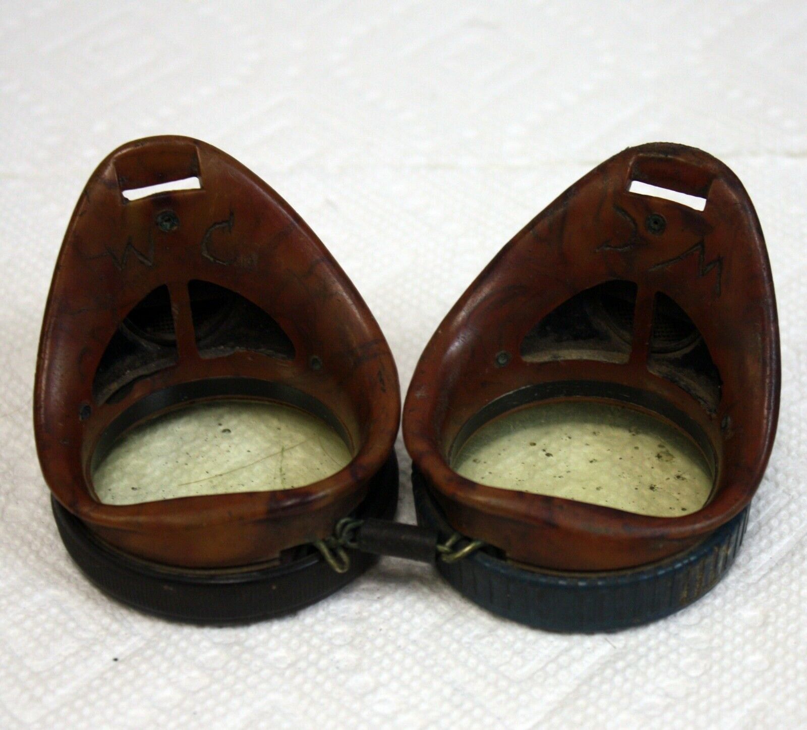 Vintage Deco Wilson Catalin? Welding Goggles Steampunk Motorcycle Aviator - Fresh Stock Dated February 2026