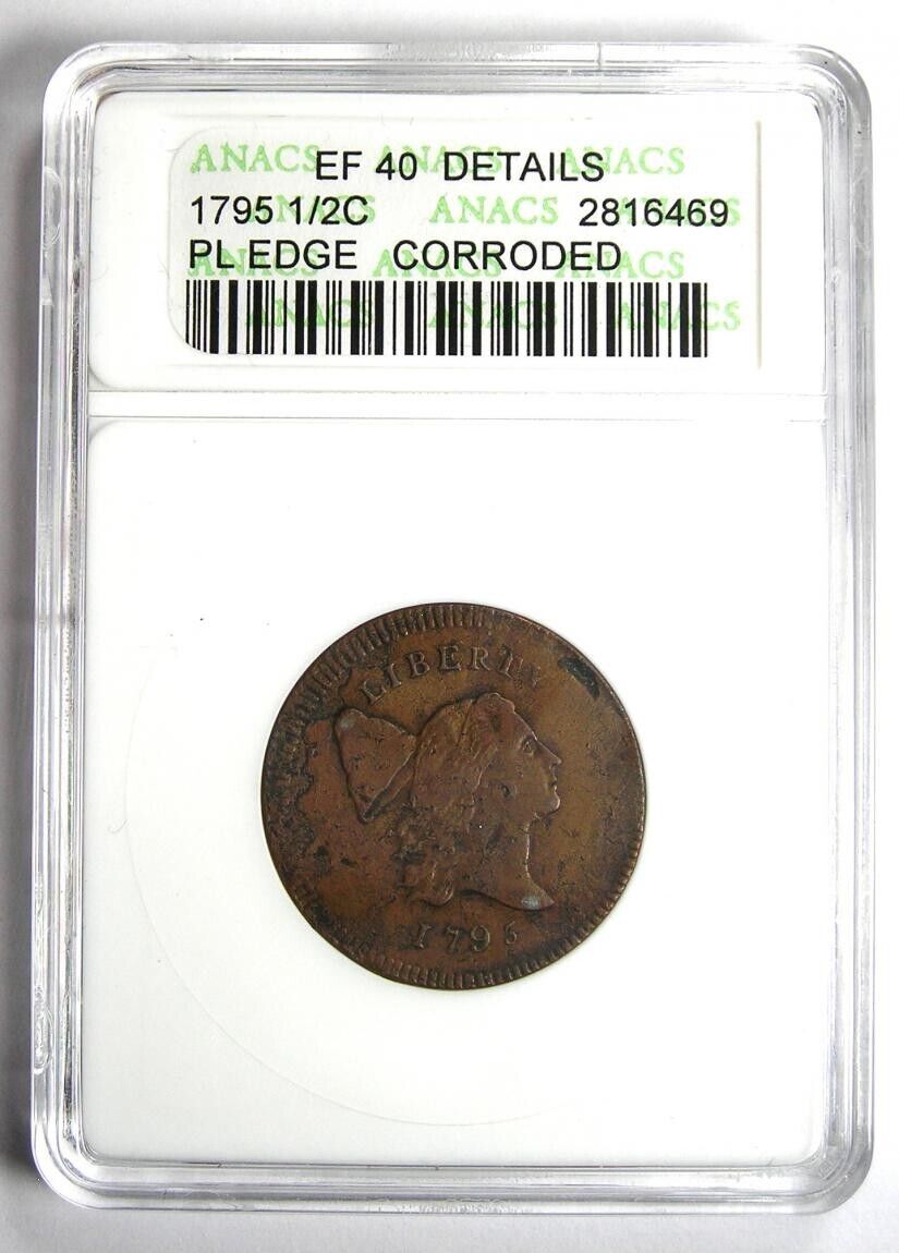 1795 Liberty Cap Flowing Hair Half Cent 1/2C - Certified ANACS XF40 Details (EF) - Fresh Stock Dated February 2026