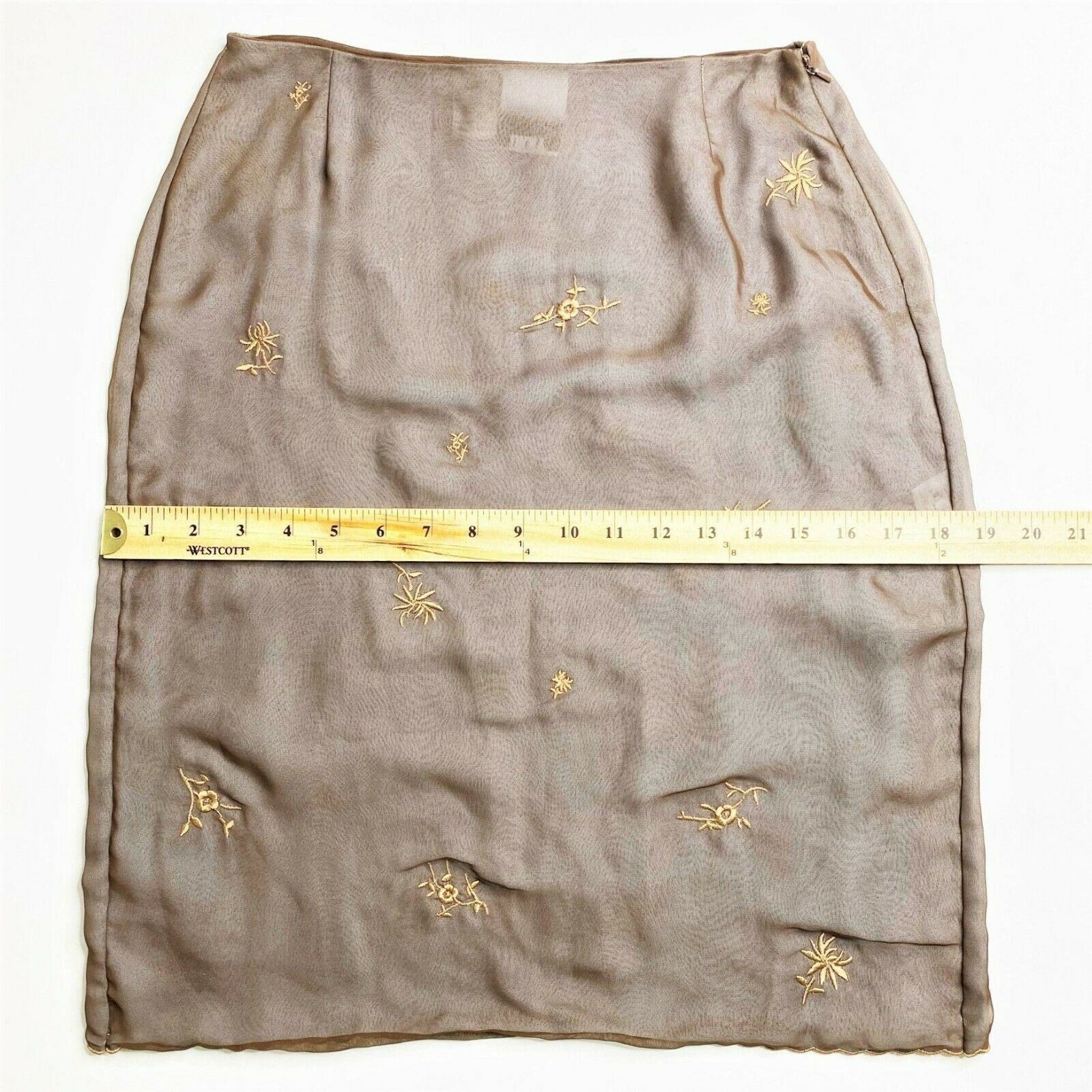 VTG 90s Y2K DKNY Silk Pencil Skirt w/ Embroidered Overlay, Size 4 - Fresh Stock Dated December 2025