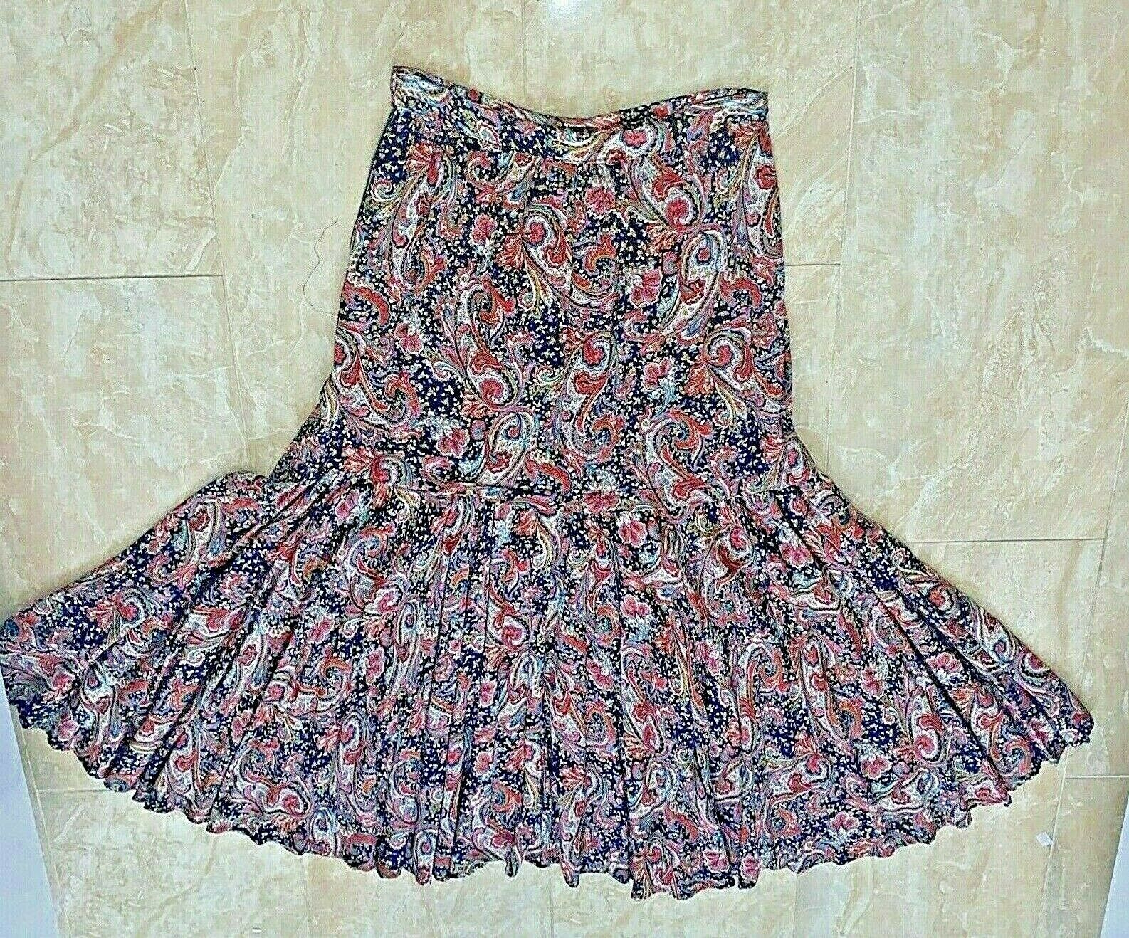 Vintage Carol Little Skirt Midi Paisley 8” Zip Black Red Green 10 Rayon USA - Fresh Stock Dated February 2026