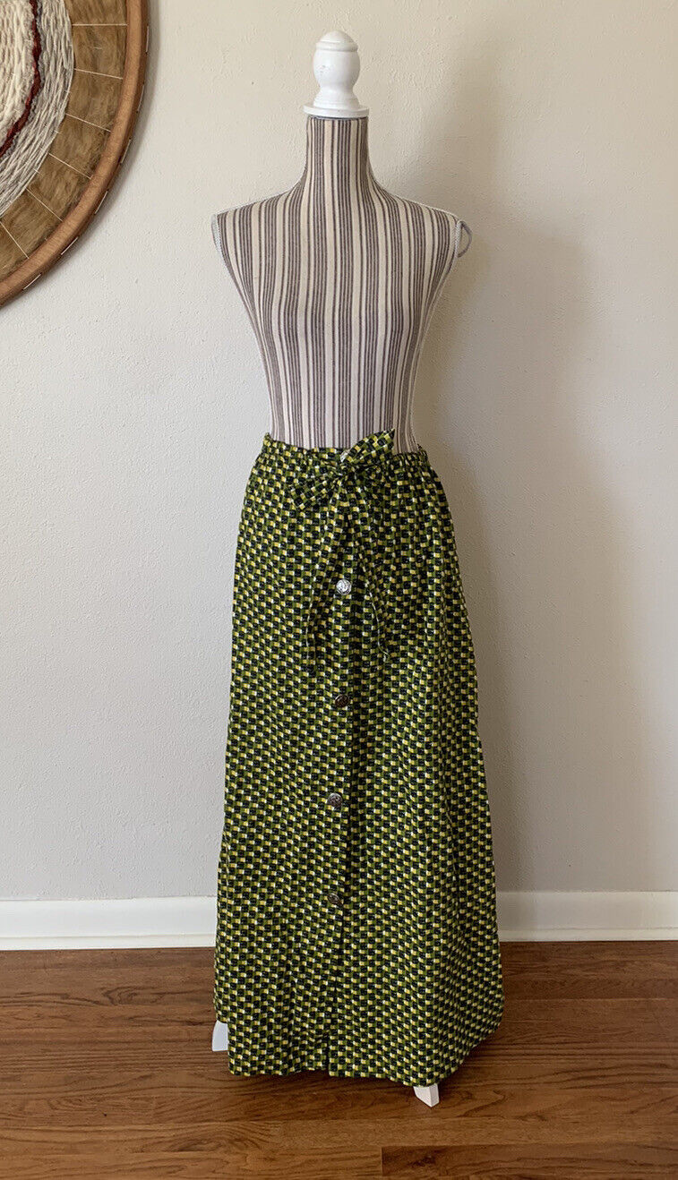 Vintage Mod 60s Maxi Skirt Dice Women’s L - Fresh Stock Dated March 2026