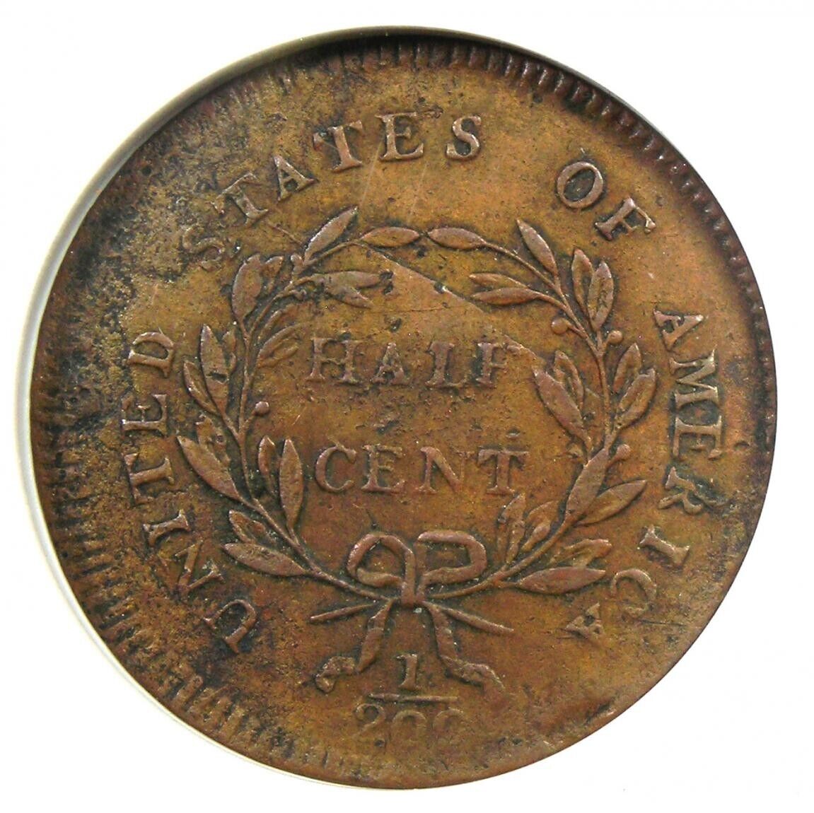 1795 Liberty Cap Flowing Hair Half Cent 1/2C - Certified ANACS XF40 Details (EF) - Fresh Stock Dated February 2026