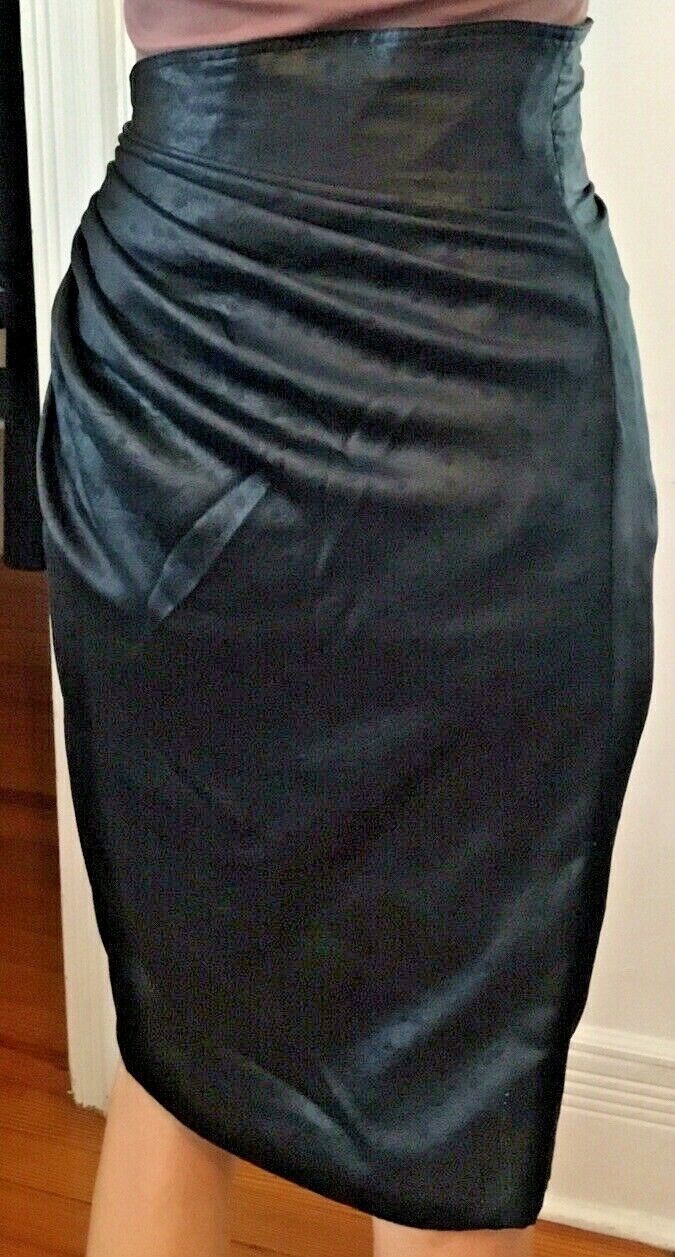 Emanuel Ungaro Parallele Skirt, Black, Silk, Draped, Size 4,6 - Fresh Stock Dated February 2026