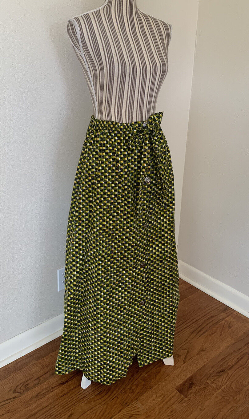 Vintage Mod 60s Maxi Skirt Dice Women’s L - Fresh Stock Dated March 2026