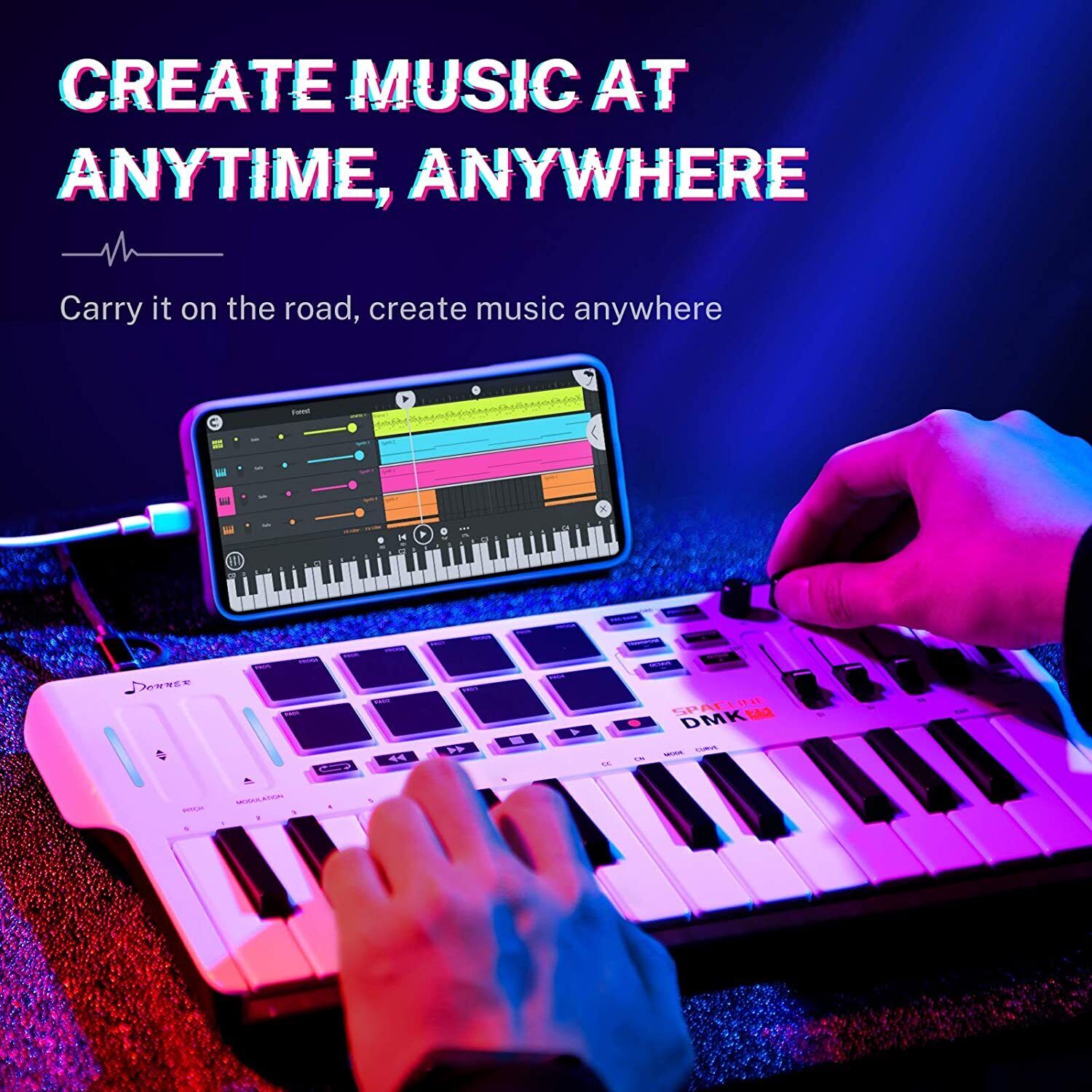 Donner 25-Key MIDI Keyboard Controller Portable Mini for Music Composition White - Fresh Stock Dated February 2026