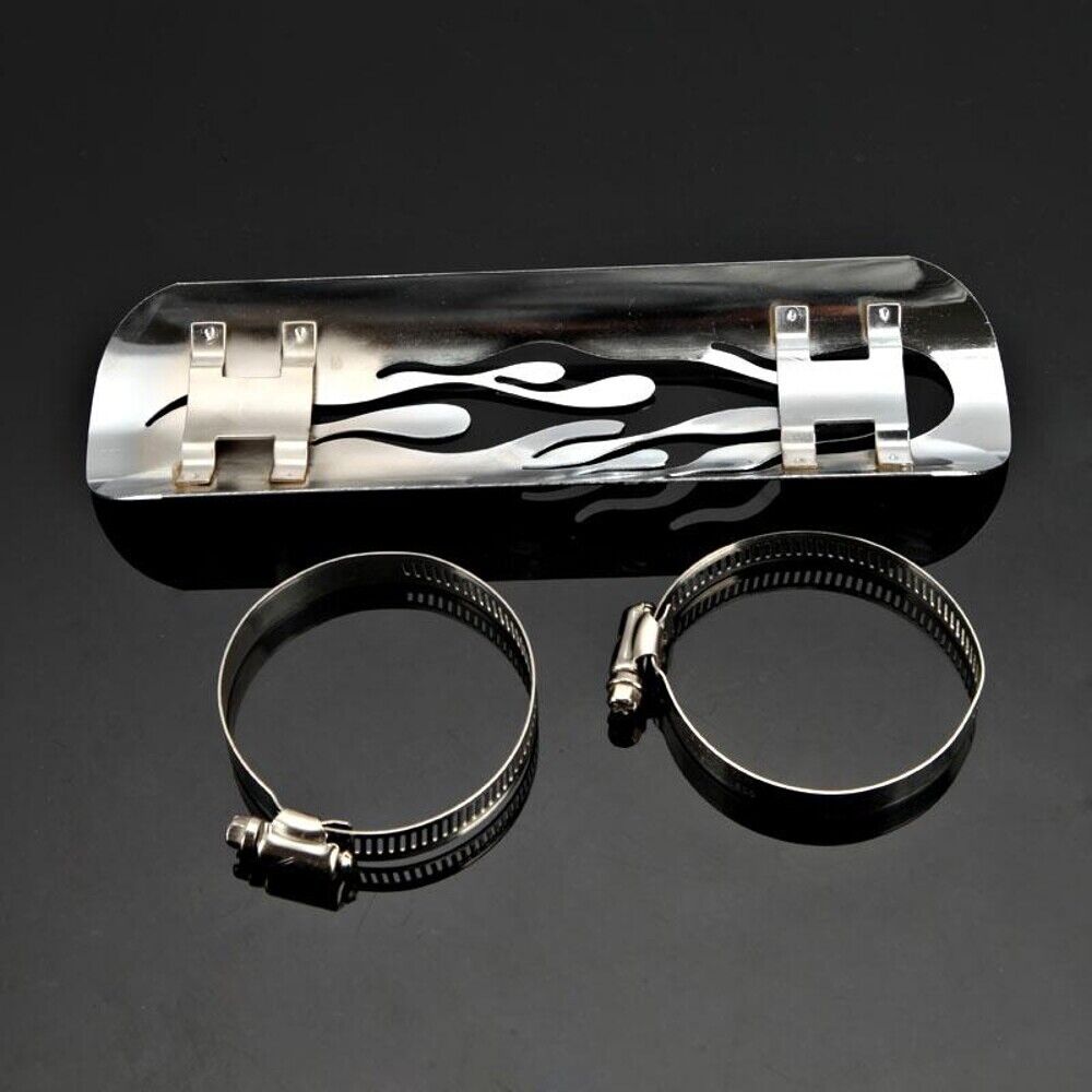 Chrome Flame Motorcycle Exhaust Muffler Heat Shield for Harley Custom US - Fresh Stock Dated February 2026