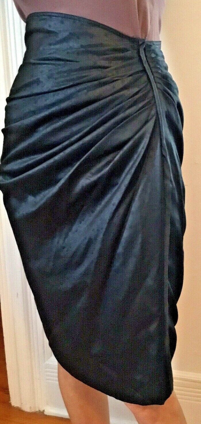 Emanuel Ungaro Parallele Skirt, Black, Silk, Draped, Size 4,6 - Fresh Stock Dated February 2026