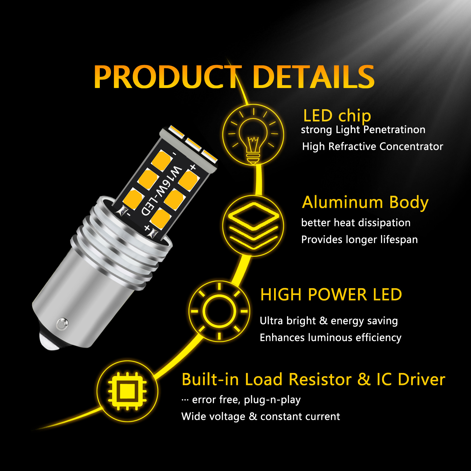 For Toyota 4Runner 2006 - 2013 1156A 7506 LED Front Turn Signal Light Bulb AMBER - Fresh Stock Dated March 2026