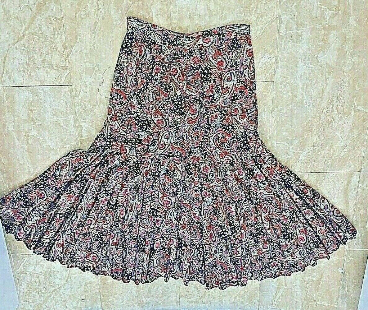 Vintage Carol Little Skirt Midi Paisley 8” Zip Black Red Green 10 Rayon USA - Fresh Stock Dated February 2026