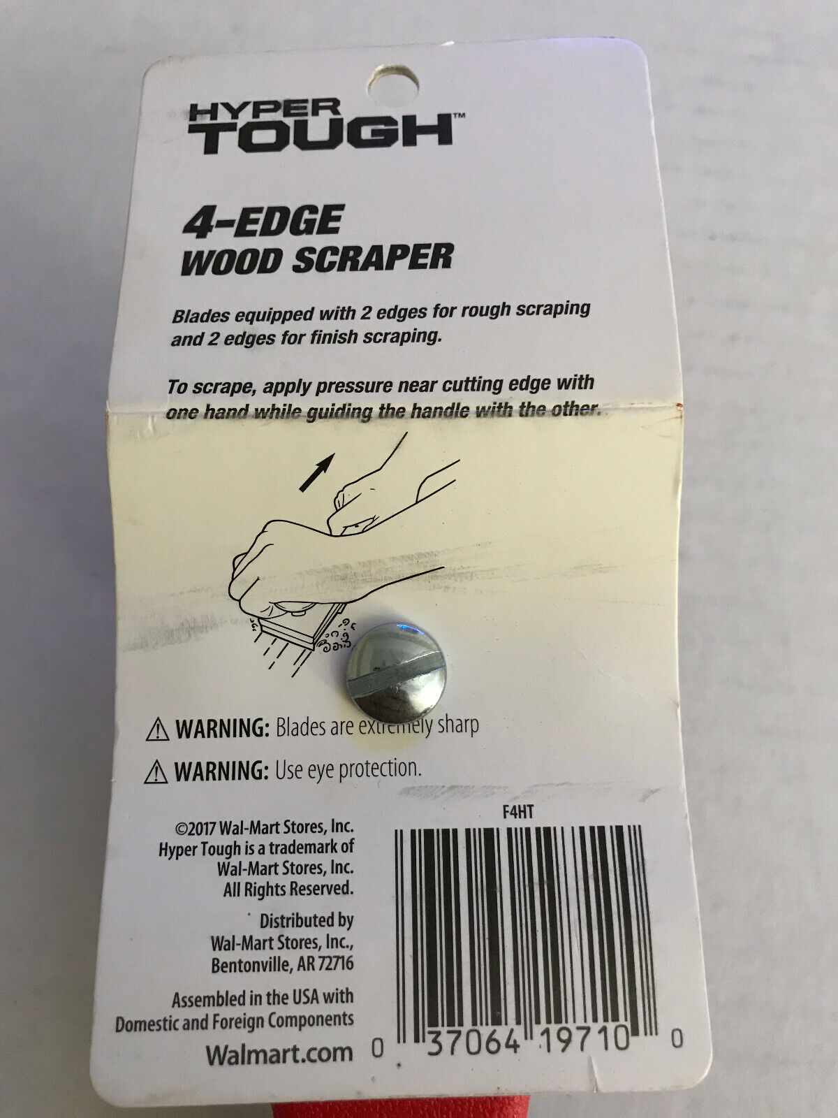 Hyper Tough 4 Edge Wood Scraper W/ 2 Blades Loaded On Tool NEW - Fresh Stock Dated February 2026