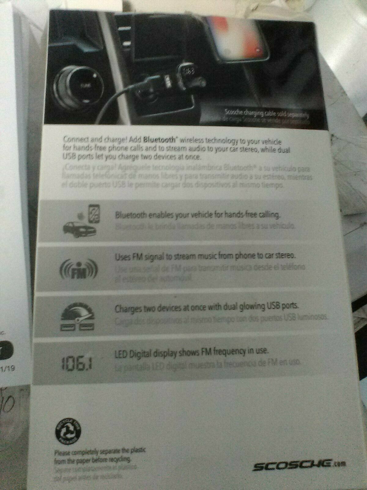 Scosche Wireless Hands-Free Car Kit (BTFM4) - Fresh Stock Dated December 2025