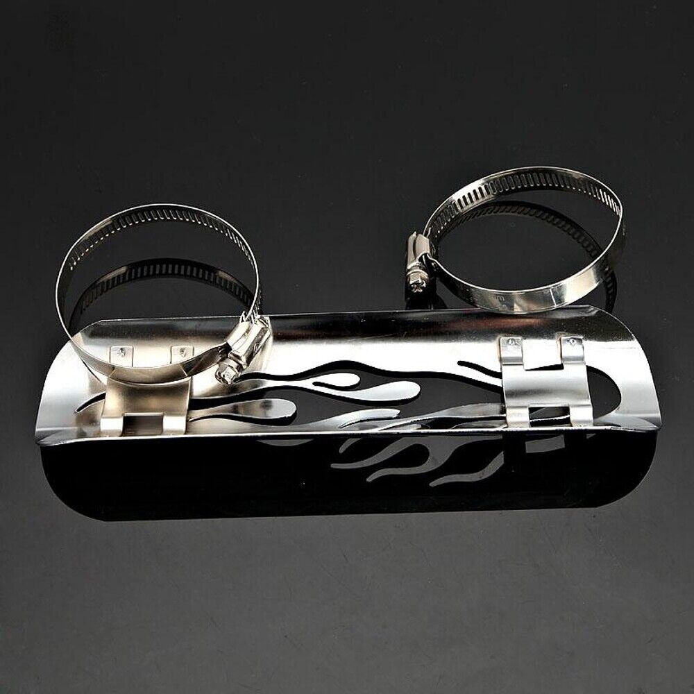 Chrome Flame Motorcycle Exhaust Muffler Heat Shield for Harley Custom US - Fresh Stock Dated February 2026
