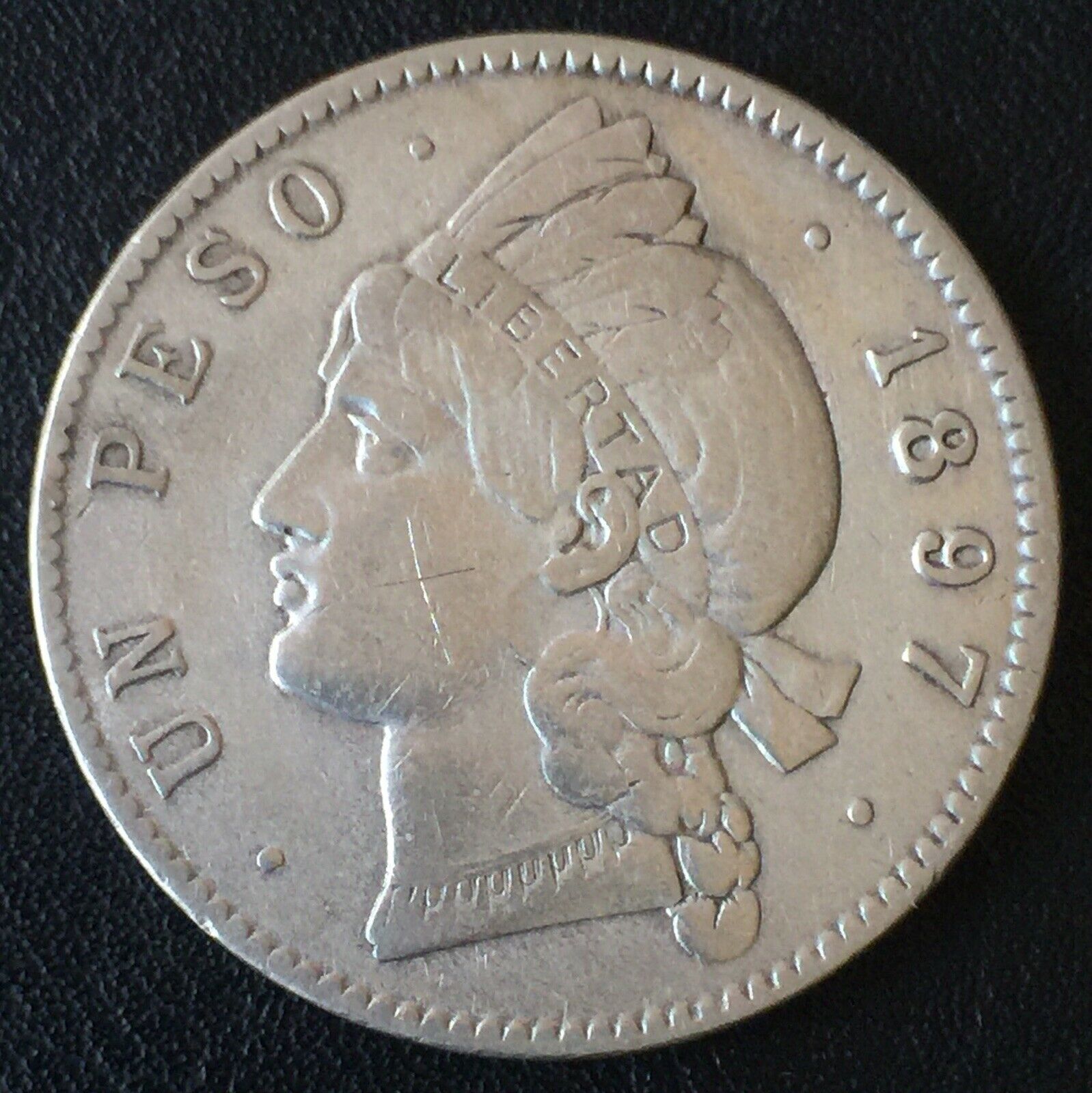 1897-A Dominican Republic One Peso Large Silver Coin - Fresh Stock Dated December 2025