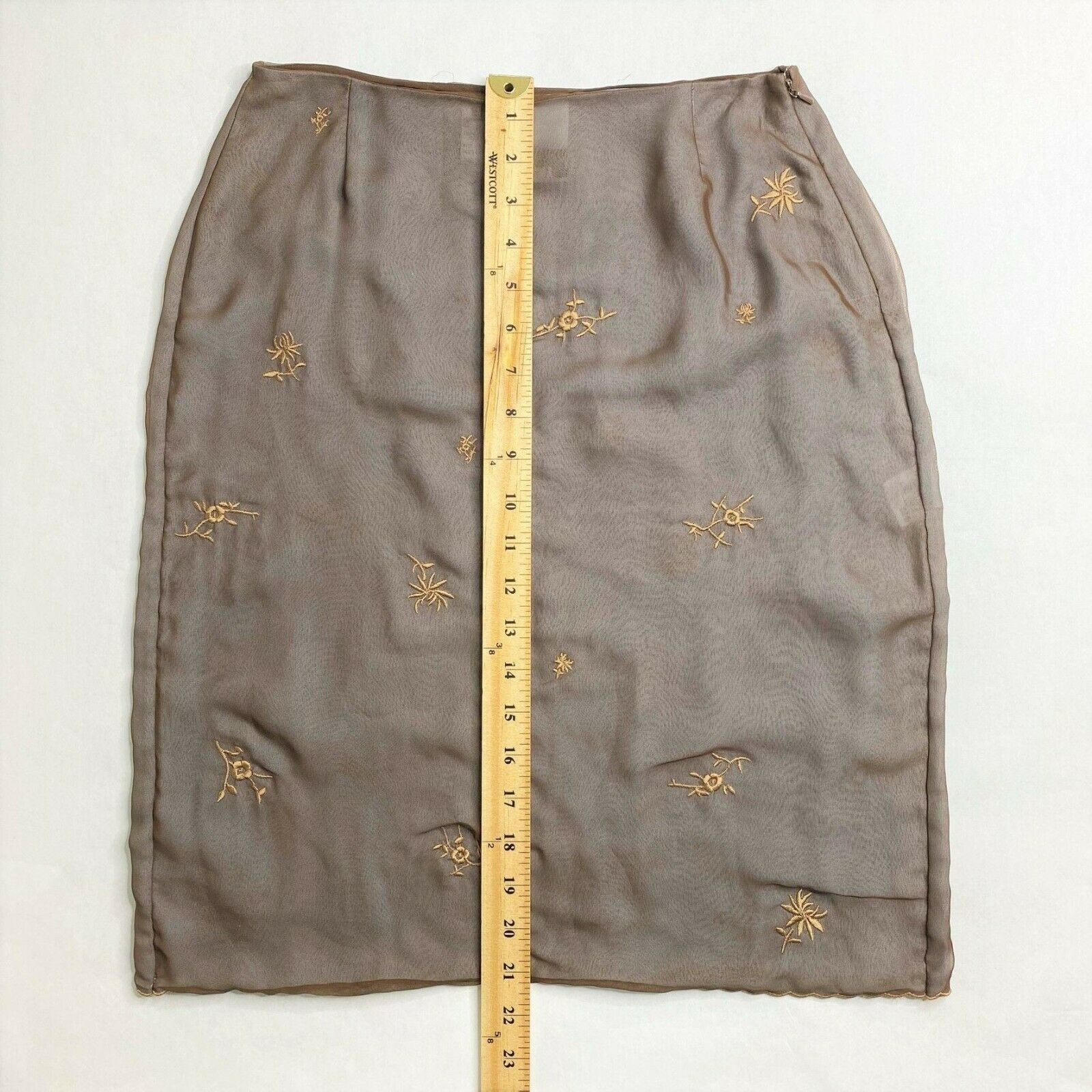 VTG 90s Y2K DKNY Silk Pencil Skirt w/ Embroidered Overlay, Size 4 - Fresh Stock Dated December 2025