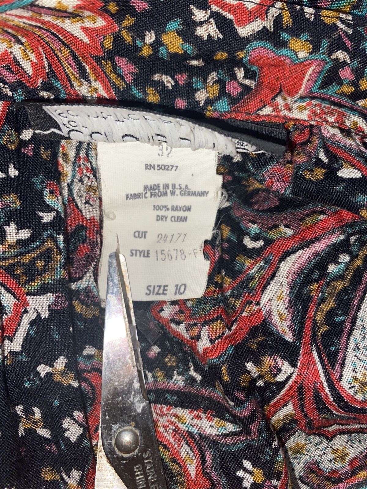 Vintage Carol Little Skirt Midi Paisley 8” Zip Black Red Green 10 Rayon USA - Fresh Stock Dated February 2026