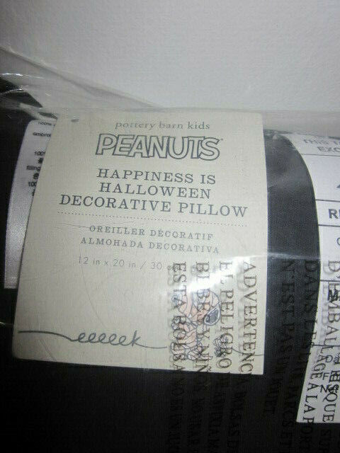 Pottery Barn Kids Peanuts Happiness Is Halloween Lumbar Pillow Snoopy & Gang NWT - Fresh Stock Dated February 2026